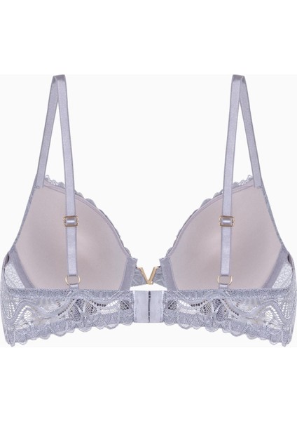 Anna 2568 Gri Gold Rengi Metal Aksesuarlı Push Up Dantelli Sütyen fiyatları