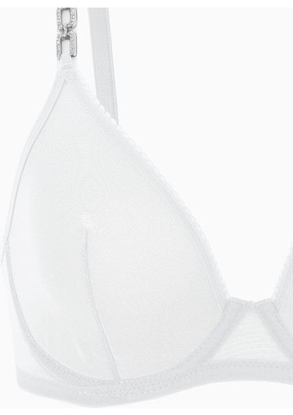 Zincir Detaylı Tül Sütyen Külot Takım - Kapsız - Fashion - 2565 - Ekru