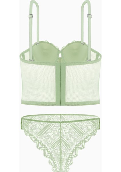 Rosali Dantelli Büstiyer Sütyen Külot Takım - Soft Push Up, Dolgulu - Fashion - 2501 - Yeşil fiyatları