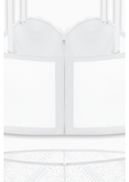 Rosali Dantelli Büstiyer Sütyen Külot Takım - Soft Push Up, Dolgulu - Fashion - 2501 - Ekru