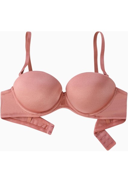 Olympos 2536 Gül Kurusu Double Push Up / Ekstra Dolgulu Straplez Mikro Basic Sütyen