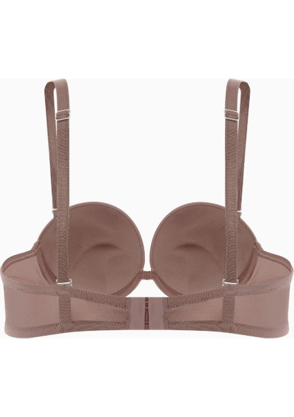 Olympos 2537 Bronz Kahve Double Push Up / Ekstra Dolgulu Midesiz Straplez Mikro Basic Sütyen