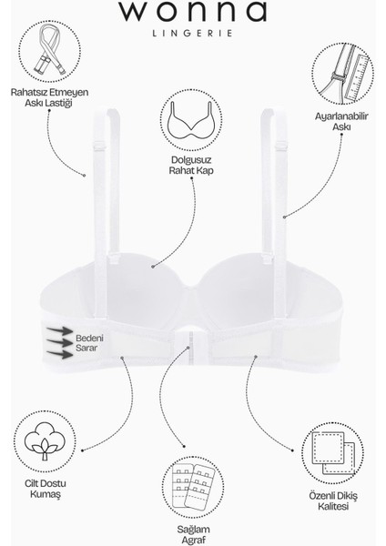 Anka 2540 Ekru Desteksiz Straplez Mikro Basic Sütyen (Tak-Çıkar Askılı)