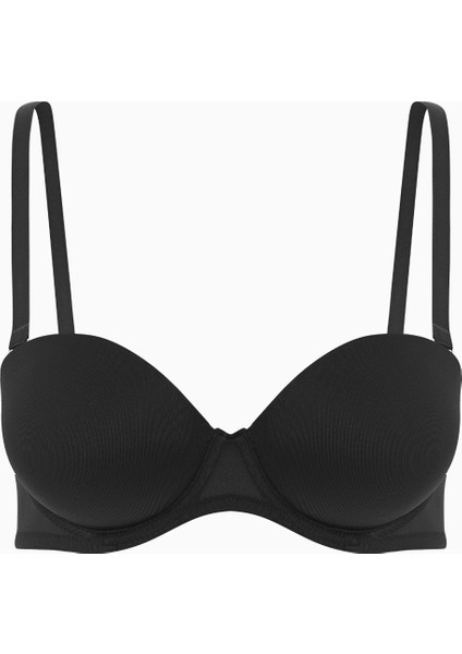 Olympos 2536 Siyah Double Push Up / Ekstra Dolgulu Straplez Mikro Basic Sütyen