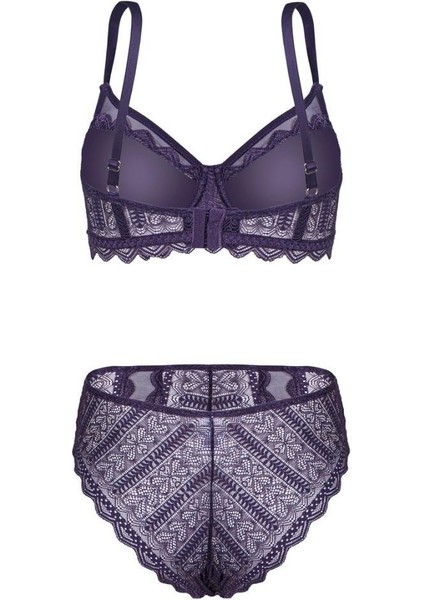 Dantelli Minimizer Sütyen Külot Takım - Yarı Sünger Destekli, Balenli - Fashion - 2483 - Mor fiyatları