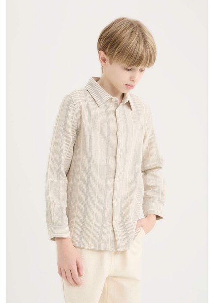 Erkek Çocuk Polo Yaka Çizgili Uzun Kollu Gömlek D7777A825SM fırsatları