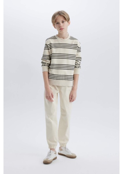 Erkek Çocuk Bisiklet Yaka Çizgili Sweatshirt D7716A825SP