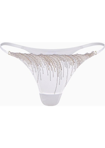 Simli Brodeli String Külot - 2584 - Ekru