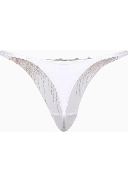 Simli Brodeli String Külot - 2584 - Ekru