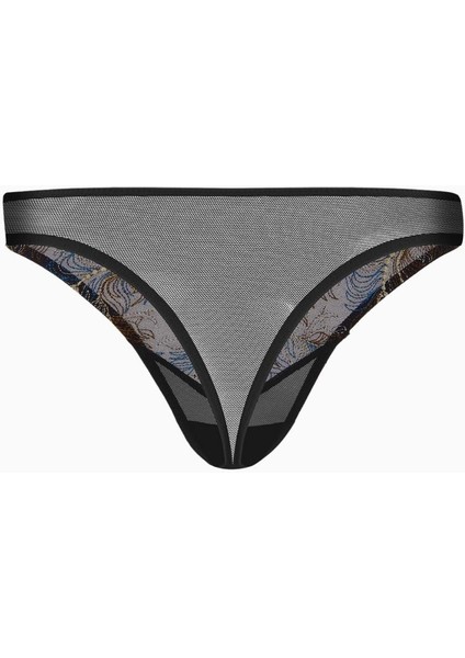 Külot 2586 Simli Brodeli String / Siyah