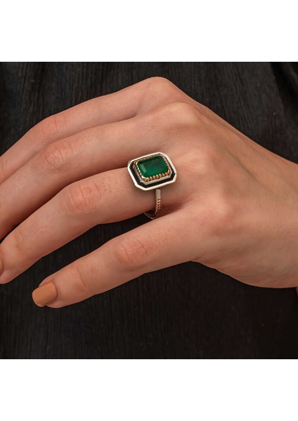 Gümüş Yeşil Taşlı Otantik Kadın Yüzük fiyatları
