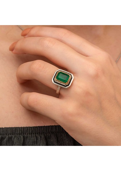 Gümüş Yeşil Taşlı Otantik Kadın Yüzük fırsatları
