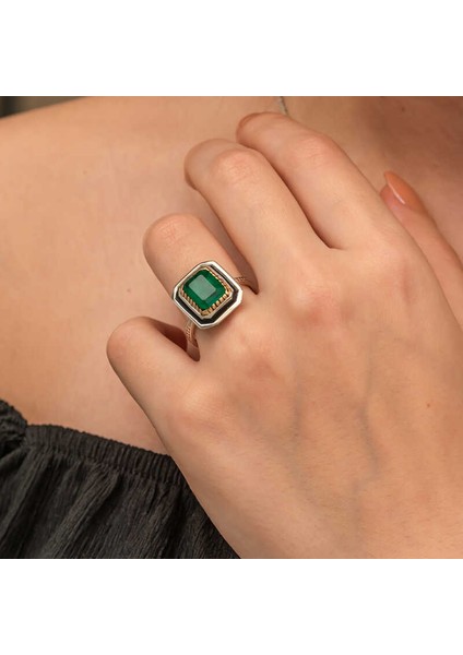 Gümüş Yeşil Taşlı Otantik Kadın Yüzük indirimleri