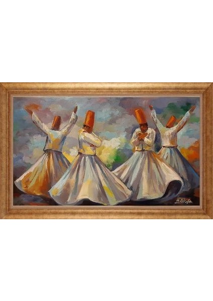 Altın Çerçeveli Paspartulu Tablo GR1268