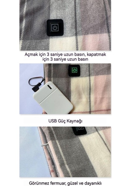 Moda Ekose USB Isıtmalı Yıkanabilir Eşarp/şal (Yurt Dışından)