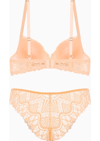 Anna Gold Aksesuarlı Dantelli Sütyen Külot Takım - Push Up - 2568 - Kavuniçi fiyatları