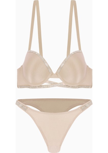 Noa 2572 Lı Şerit Detaylı Mikro Kumaş Dolgulu Iç Çamaşır Takımı Ten