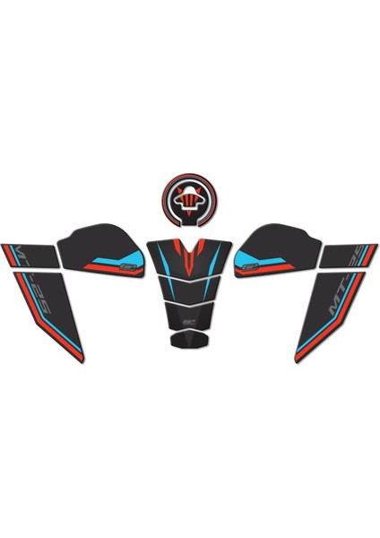 Yamaha MT-25 2020-2024 Uyumlu Tank Pad Seti Mavi-Kırmızı
