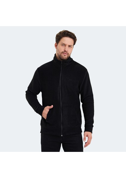 SANSA Erkek Siyah Polar Sweatshirt – Kışlık, Düz Desen, %100 Polyester, Rahat ve Sıcak Kesim