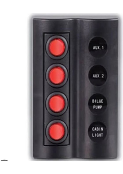 Sealux 4 Lü Kırmızı Butonlu Otomatik Sigortalı Ledli Swich Panel