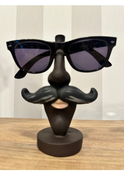 Man With Moustache Gözlük Tutucu, Bıyıklı Erkek Gözlük Standı, Dekoratif Polyester Obje