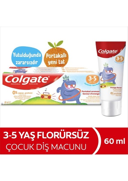 Kids Portakal Aromalı Florürsüz Diş Macunu 3-5 Yaş 60 ml