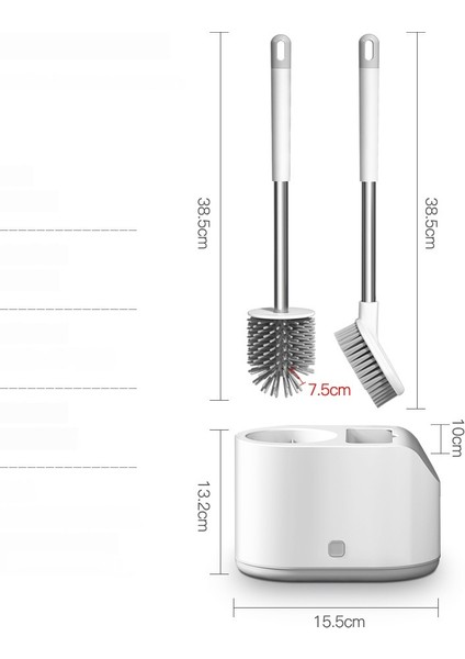 Duvar Askısı Uzun Saplı Silikon Tuvalet Fırçası Seti (Yurt Dışından)