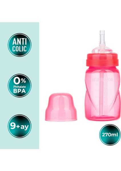 Akıtmayı Engelleyen Pipetli Bardak, 270 ml, 12+ Ay, Pembe, 1 Adet