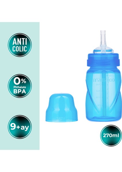 Akıtmayı Engelleyen Pipetli Bardak, 270 ml, 12+ Ay, Mavi, 1 Adet