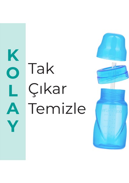 Akıtmayı Engelleyen Pipetli Bardak, 270 ml, 12+ Ay, Mavi, 1 Adet