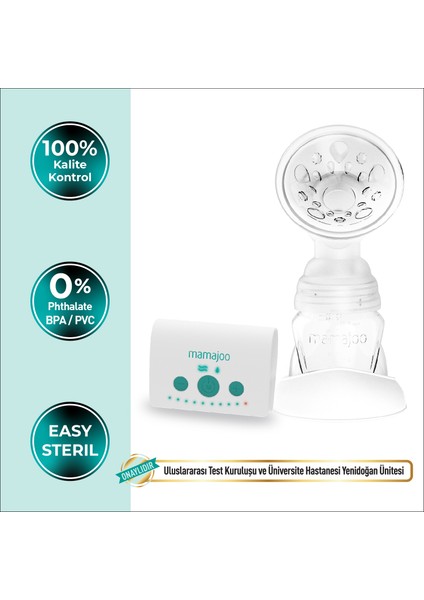 Elektronik Tekli Göğüs Pompası 160 ml | 15 Kademe Ayarı, Hafif ve Taşınabilir Tasarım, Biberon ve Saklama Kabı Uyumlu