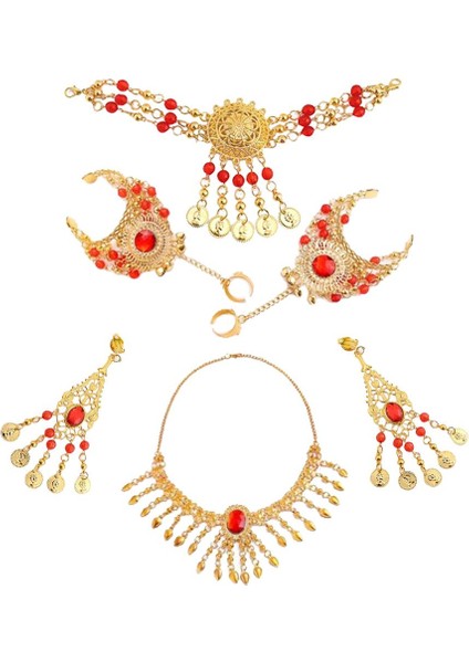 4 Bilezik Bandı ve Küpe, Dansı Takı , Oryantal Dans, (Yurt Dışından)
