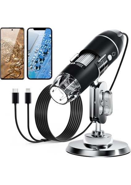 Dijital Mikroskop 1600X Zoom 8 LED Taşınabilir Saç ve Cilt Analiz Cihazı - Ios ve Android Uyumlu