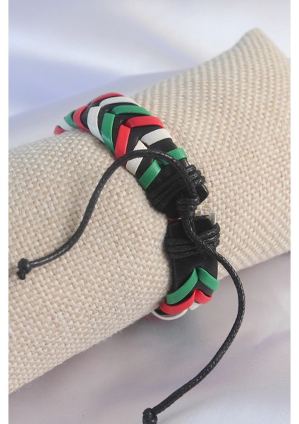 KarışıkRenk Ipli Deri Erkek Bileklik