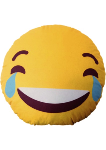 Gülücük Emojili Dekor Yastık 25X25 cm Geçmeli