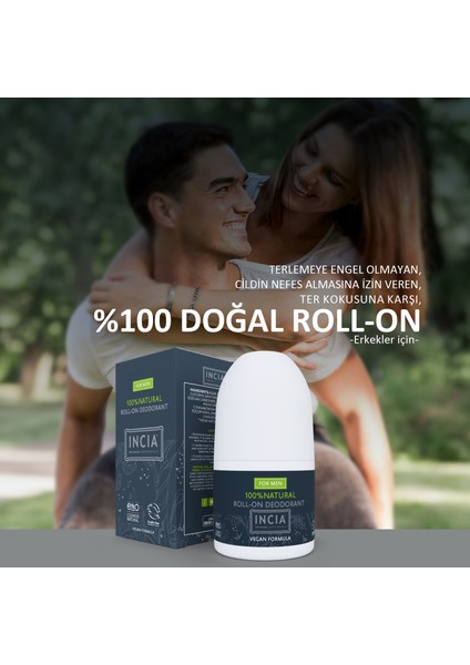 %100 Doğal Roll On Deodorant Erkekler İçin Lekesiz 50 ml