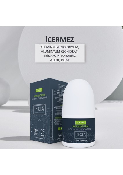 %100 Doğal Roll On Deodorant Erkekler İçin Lekesiz 50 ml