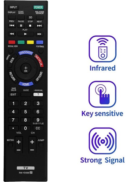 -42W805B/ 50W805B/ 50W807B/ 55W805B/ 55W955B/ 55W957B/ 60W855B/ 60W857B Için -YD099 Tv Uzaktan Kumandasını Değiştirin (Yurt Dışından) fiyatları
