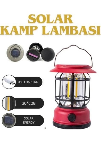 Kamp Feneri Solar ve USB Şarj Edilebilir