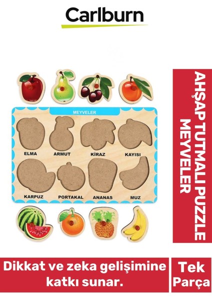 Özel Üretim Eğitici Öğretici Zeka Geliştirici Çocuk Ebeveyn Meyveler Ahşap Tutmalı Puzzle