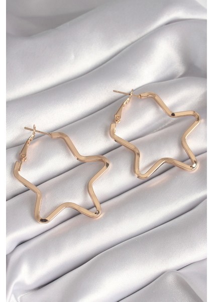 Pirinç Gold Renk Yıldız Model Kadın Küpe