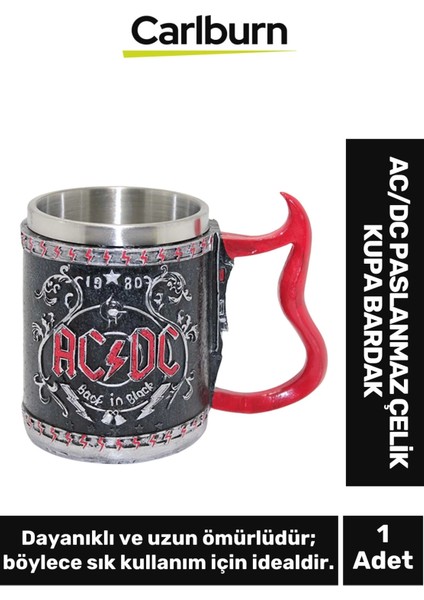 Özel Tasarım - Dekoratif - Şık - Hediye - Sevgili Arkadaş Ac/dc Paslanmaz Çelik Kupa Bardak 12*15 cm