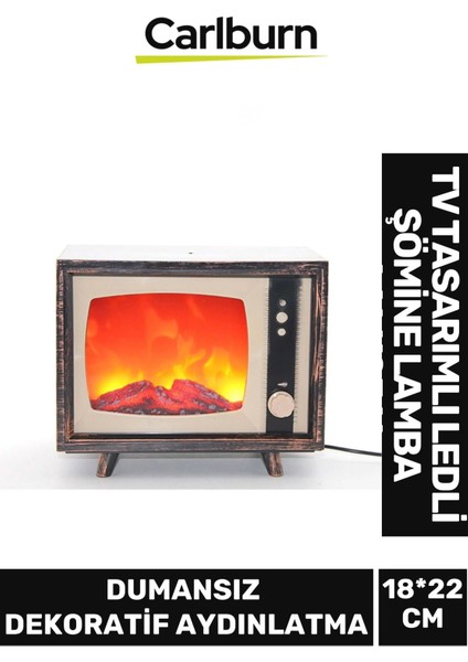 Özel Üretim Dekoratif Piili Pirize Fiş Takılabilir Dumansız Tv Tasarımlı Ledli Şömine Lamba