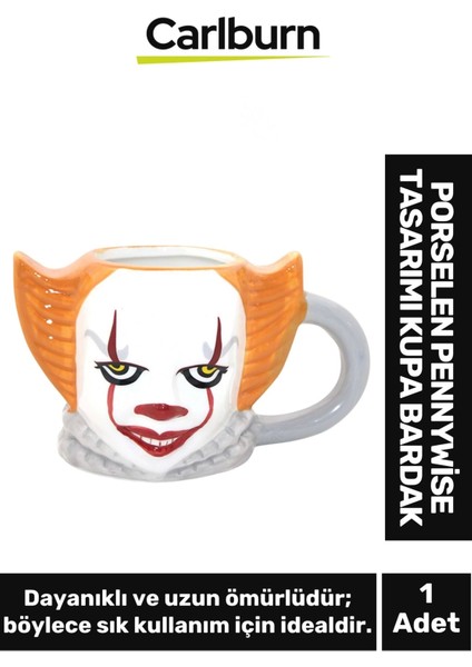 Özel Tasarım - Dekoratif - Şık Hediyelik - Porselen Pennywise Tasarımı Kupa Bardak 11*19 cm