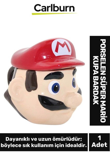 Özel Tasarım - Dekoratif Şık Hediyelik - Sevgili - Arkadaş Porselen Süper Mario Kupa Bardak 12*10 cm