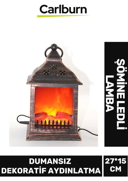 Özel Üretim Dekoratif Piili Pirize Fiş Takılabilir Dumansız Aydınlatma Şömine Ledli Lamba 27*15 cm