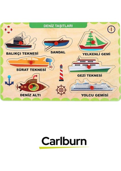 Özel Üretim Eğitici Öğretici Zeka Geliştirici Çocuk Ebeveyn Deniz Taşıtları Ahşap Tutmalı Puzzle fiyatları