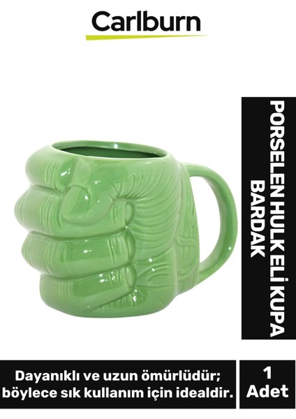Özel Tasarım - Dekoratif - Şık Hediyelik - Porselen Hulk Eli Kupa Bardak 11*14 cm