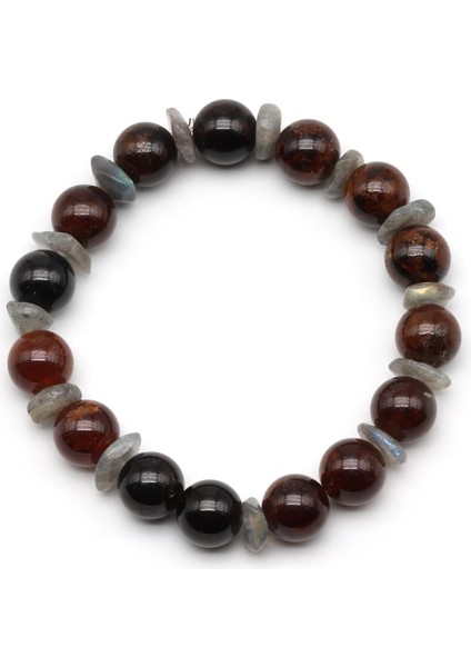 Garnet-Labradorit Doğal Taş Tasarım Bileklik 10 mm Küre Kesim fiyatları
