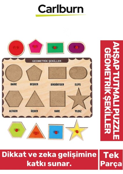 Özel Üretim Eğitici Öğretici Zeka Geliştirici Çocuk Ebeveyn Geometrik Şekiller Ahşap Tutmalı Puzzle